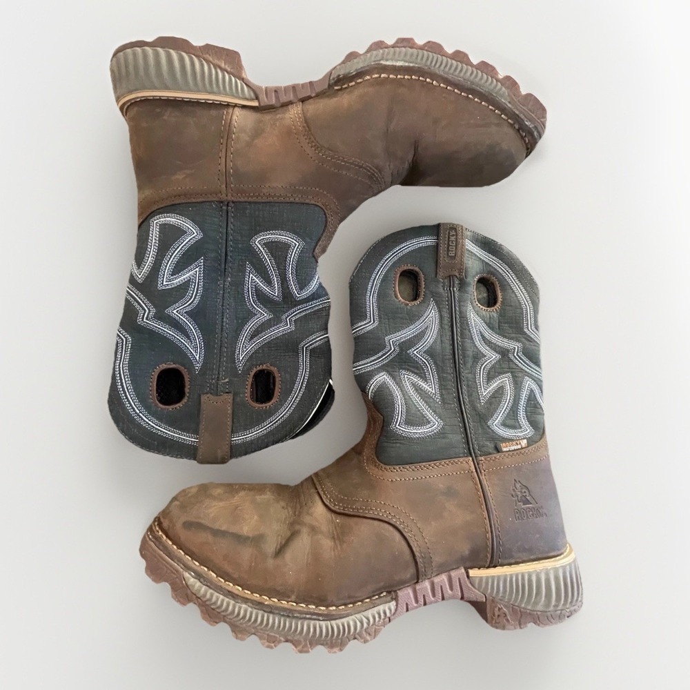 Rocky Hi-Wire 11" Waterproof Leather Work Boots Mens Size 12 2-tone brown